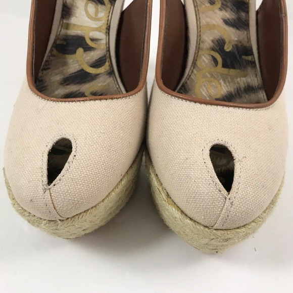 Sam Edelman Novato Slingback Heel Pumps Canvas Sand Jute Wrapped Women Size 6.5M - Picture 4 of 10